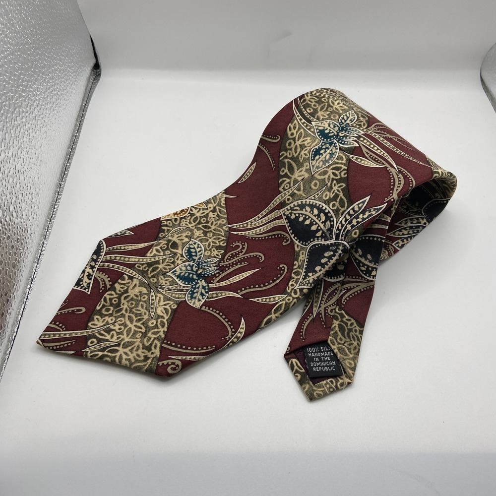 Robert Stock Hand Made Necktie Mens One Size Multicolor Floral Silk Formal
